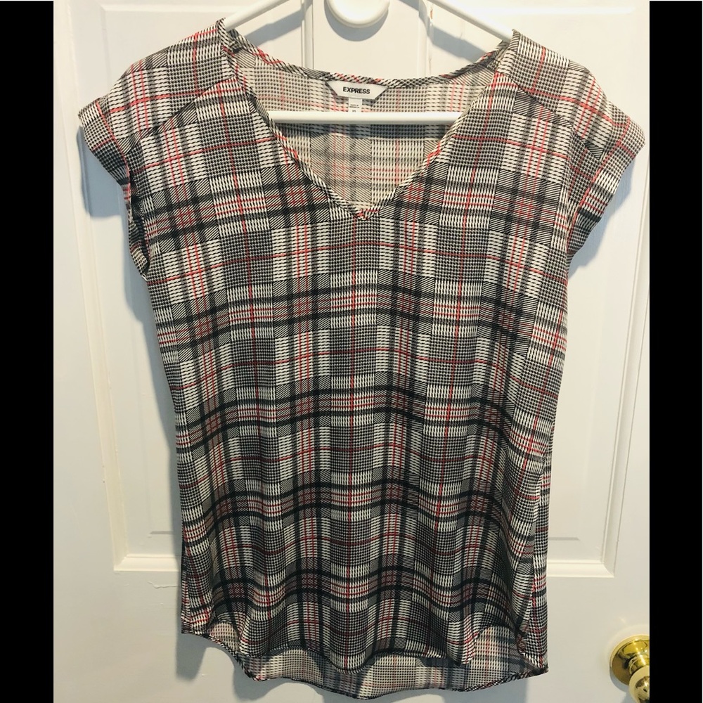 LIKE NEW Express XS Plaid Blouse